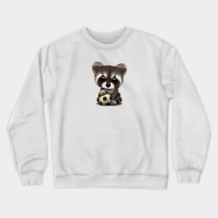 Cute Baby Raccoon With Football Soccer Ball Crewneck Sweatshirt